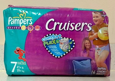 Vintage 2009 Pampers Cruisers, Sz 7 Diapers Elmo Sesame Street Sealed 16 Count