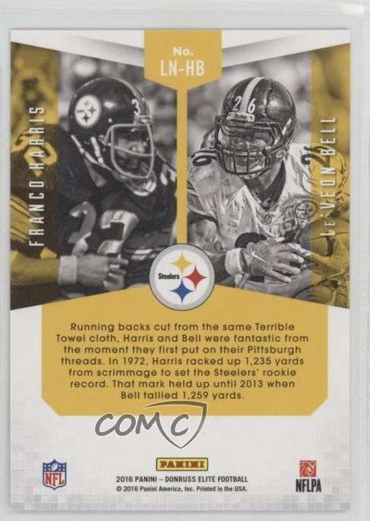 2016 Donruss Elite Lineage Green Le'Veon Bell Franco Harris #LN-HB HOF - Image 2 of 2