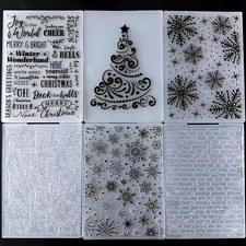 6 Pcs 5x7 inch Embossing Folders Christmas Tree, Brick Wall, Snowflakes for C...