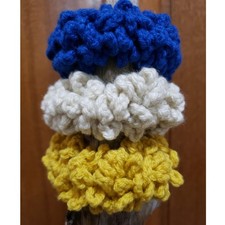 Handmade Elastic Hair Scrunchie Women's Girl Tie Crochet Knit Lot of 3 