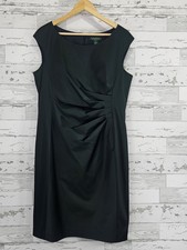 Ralph Lauren Ruched Dark Green Satin Dress Womens 16 Cocktail Formal