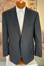 Canali Wool Blue Stripe 2 Btn Dual Vent Blazer Sz 44 L MINT 