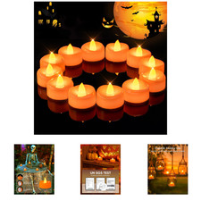 Halloween Flameless Candles 24 Pack Orange LED Tea Lights Battery Operated