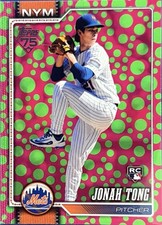 2026 Series 1 Jonah Tong RC #4 Holiday Pink Green Polka Dots SP Rookie Mets 
