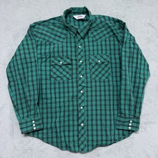 VTG Dakota Five Brother Western Button Shirt Mens 3XL Plaid Pearl Snap USA Made
