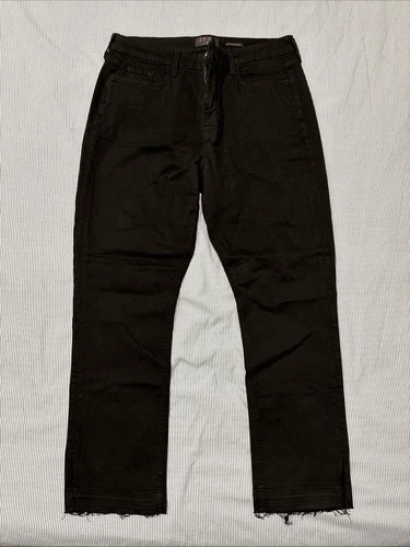 Jen7 by 7 for All Mankind Ankle Straight Fringe Hem Jeans Size 16 BLACK