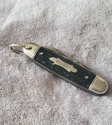 Vtg Imperial Kamp King Multi Tool 3 Blades Black Jigged Handles Pocket Knife