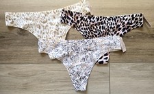 Lot of 3 NWT VTG Victoria's Secret Silky Satin Thick Band No-Show Thong Panty S
