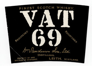Vintage - VAT 69 Scotch Whisky Label - EP1I