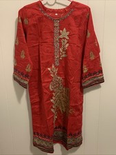 Indian/pakistani Women Brand New Shalwar Kameez Red And Gold Design