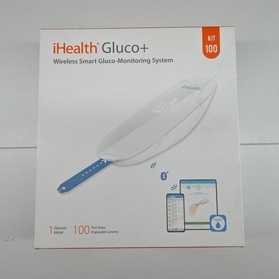 Gluco+ Wireless Smart Blood Glucose Monitor Kit Free App 100 Strip Glucometer 