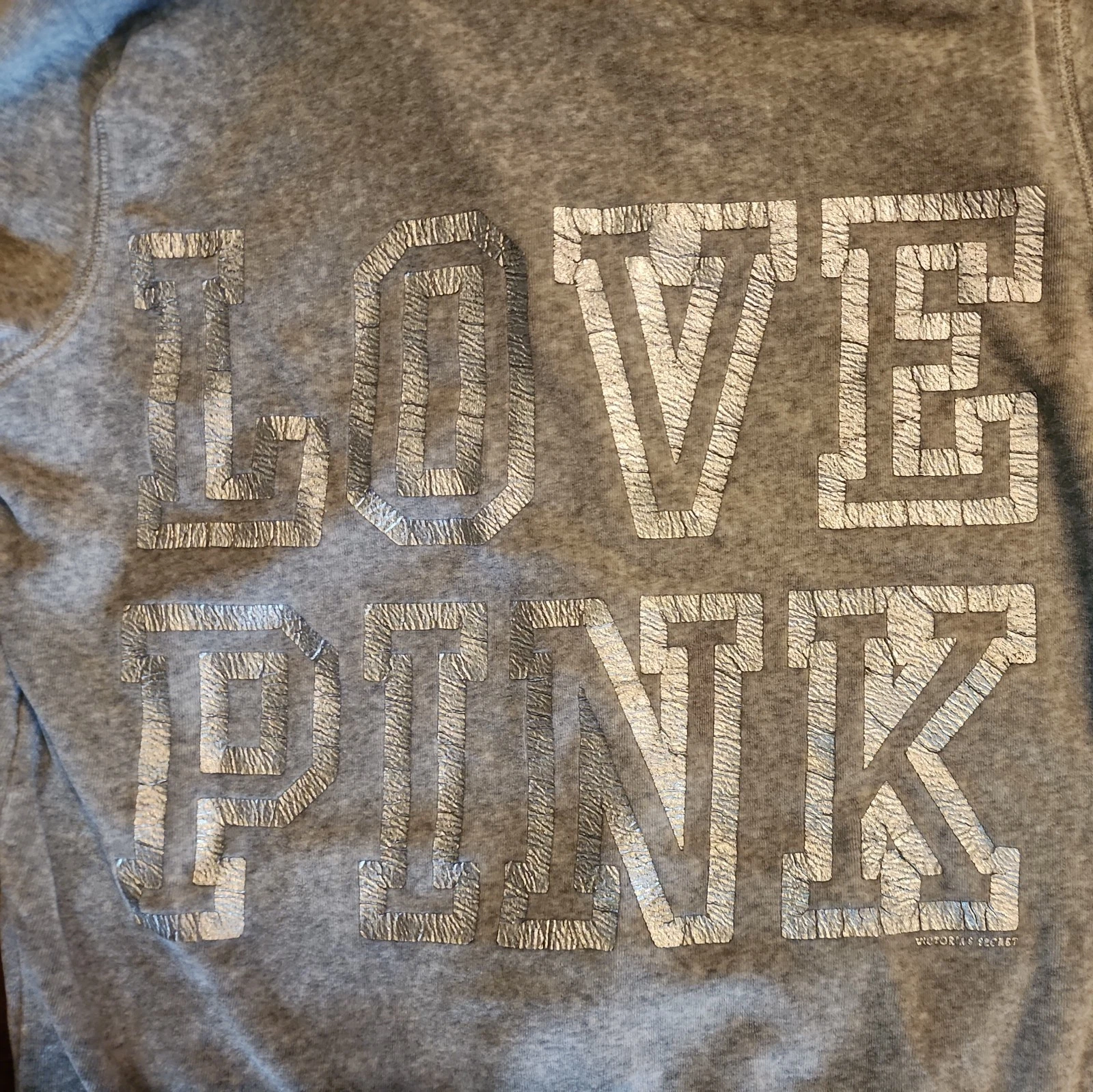 UNDERCOVER Felpa con cappuccio Y2K rosa Victoria's Secret velluto med vintage anni 2000 spell out cane