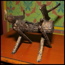 Vintage 1950’s American Brutalist Welded Iron/Brass Metal Log Sculptural Ashtray