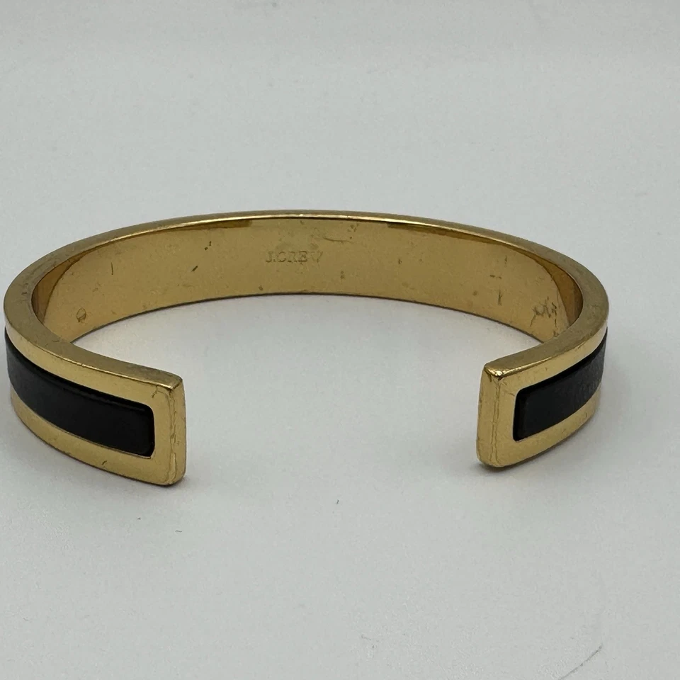 Brazalete J.Crew Brazalete Tono Dorado Negro Incrustación Plástico Abierto Rígido Joyería Foto 3 de 4