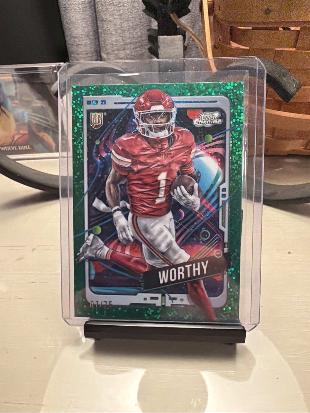 2024 Topps Cosmic Chrome  Xavier Worthy #146 Green Space Dust Refractor /75 (RC)