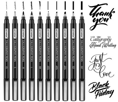 Calligraphy Pen, 10 Size Calligraphy Pens for Writing,Calligraphy markers, Br...