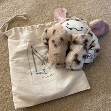 NWOT Handmade Soft Plush Leopard Print Yeti Monster Stuffed Animal Snuggly Bag .