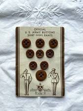 Vintage U.S. Army Uniform Buttons on Original Card, 9 Brown Military Buttons Lot