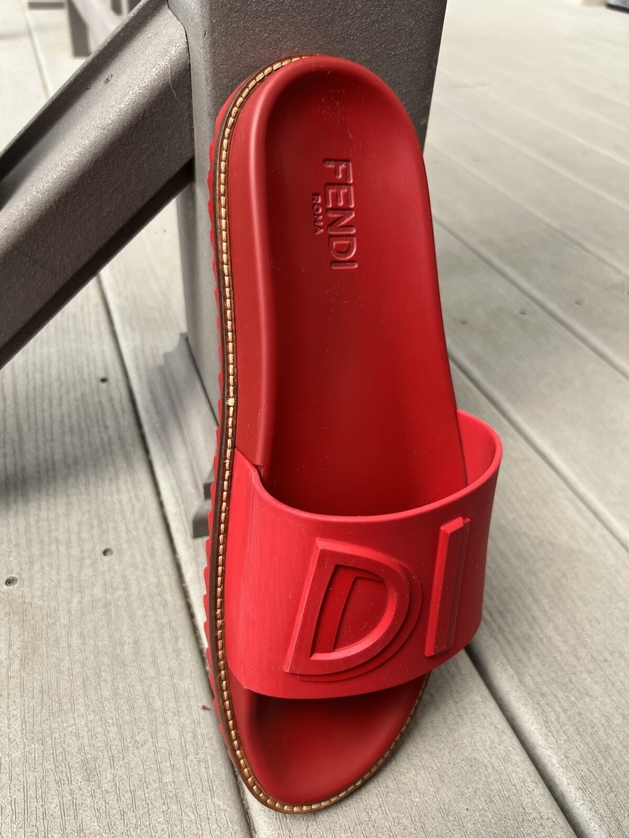 Fendi Red Rubber Slides Rosso Authentic size 11 Mens | eBay display picture 2