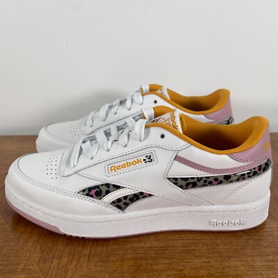 Reebok Court Sneakers Womens Size White Lilac Cheetah