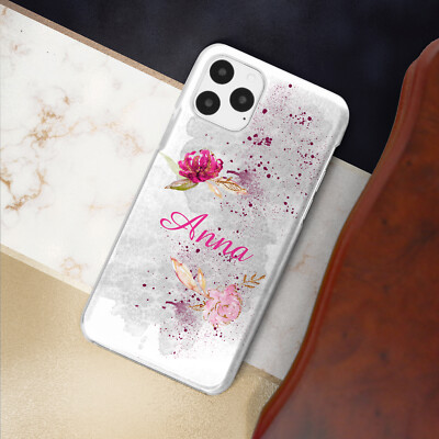 Personalisierte Handy-Hülle Initiale für Pixel 6/7 Xperia 1/5 rosa Blume Hartschale