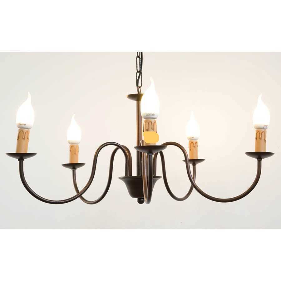 Ligne Wood Cruccolini Lustre En Fer Forgé Et Bois Massif 4 Lumières