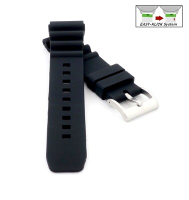 Premium Easy-Klick Silikon Taucher Uhrenarmband Modell Spiro schwarz 22 mm