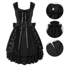 Women's Lace Up Bowtie Medieval Steampunk Victorian Dress Helloween Costume 6600