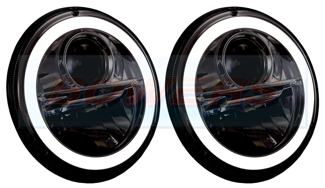 WIPAC 7"" INCH LED BLACK HEADLAMPS HEADLIGHTS JEEP WRANGLER CLASSIC CAR