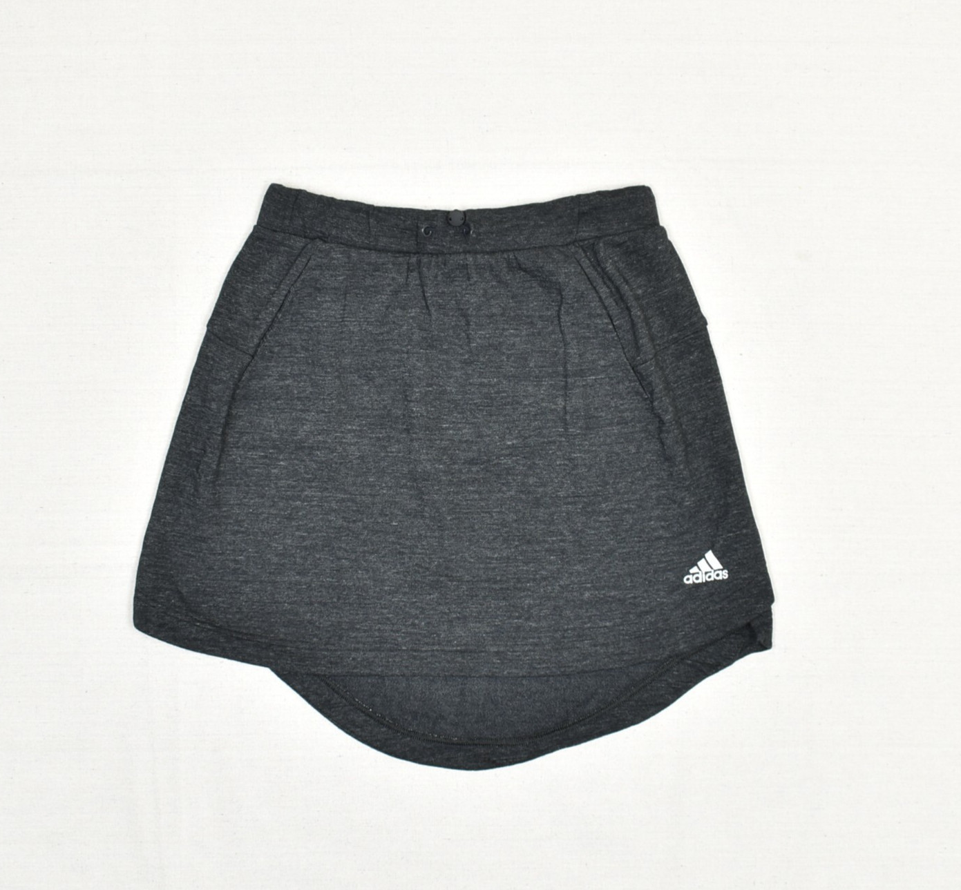 Adidas Mujeres A Line Mini Falda Alta Baja Sólida Pull On Algodón Gris Talla S Atlética