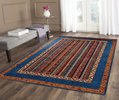 Multicolor Turkish Kilim Rug, Traditional Striped Pattern Washable Carpetmia Rug