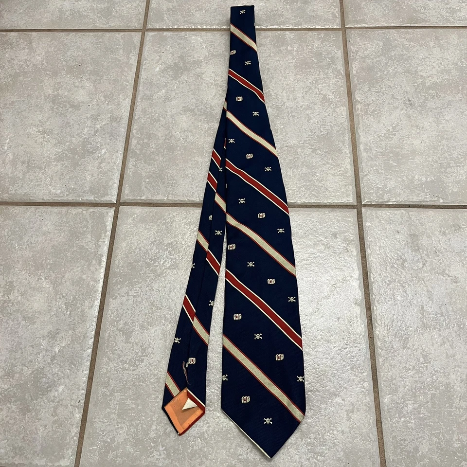 Corbata de cuello vintage Hathaway calavera hueso cruzado diseño cofre tesoro 100 % poliéster Foto 2 de 4