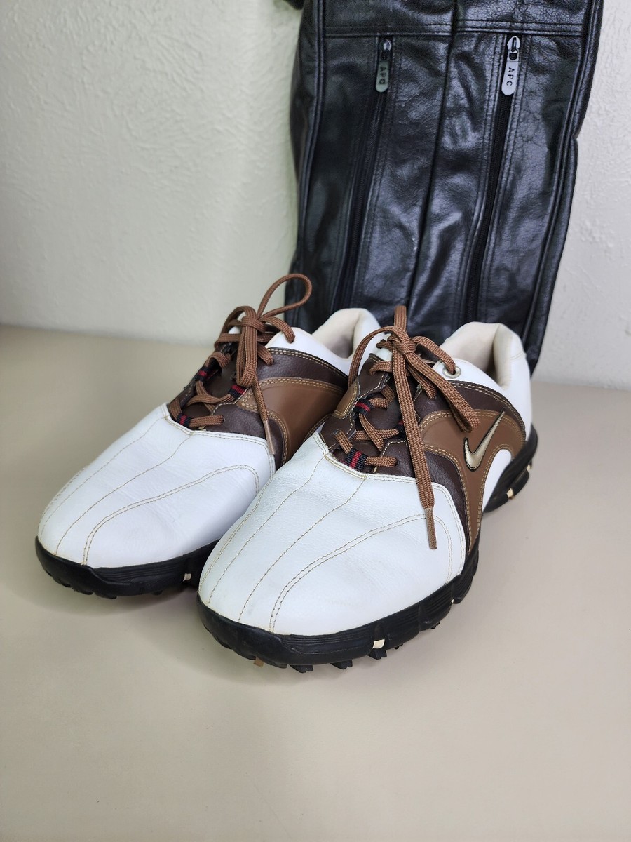 Nike Air Max Revive Mens 8.5 Brown/white Golf Cleat Leather Shoe
