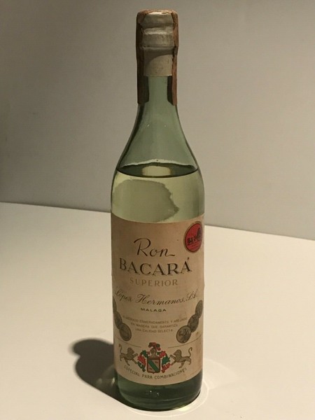  RHUM RUM RON BACARÁ SUPERIOR LOPEZ HERMANOS S.A. MALAGA SIMILAR BACARDI AÑOS 40