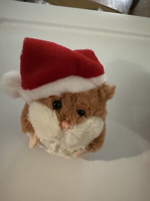 Ganz Lil' Hamsters with Santa Hat Brown and White   3 1/2'' Plush  NEW
