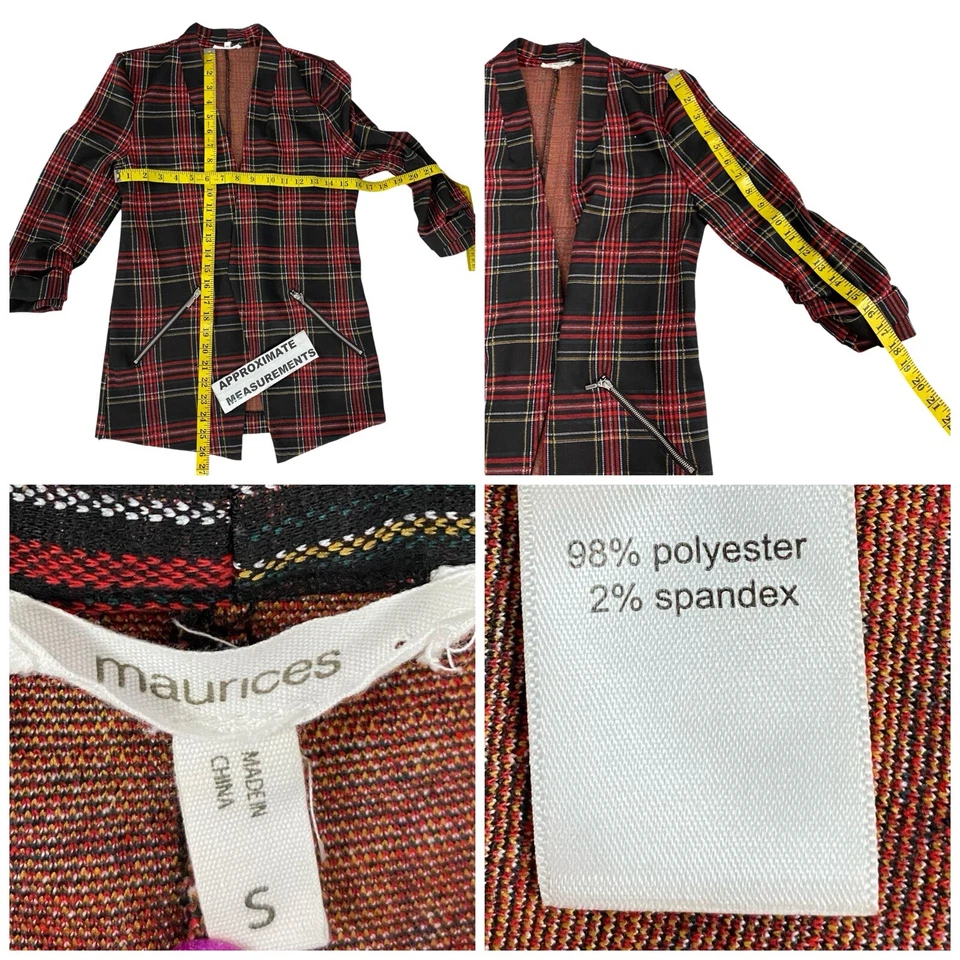 Blazer Maurices Mujer Pequeña Chaqueta Academia Tejido a Cuadros Trabajo Oficina Informal Foto 4 de 4