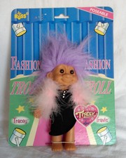 RUSS Troll Doll 7" Poseable TRACEY Black Dress  Pink Feather Boa - New on Card