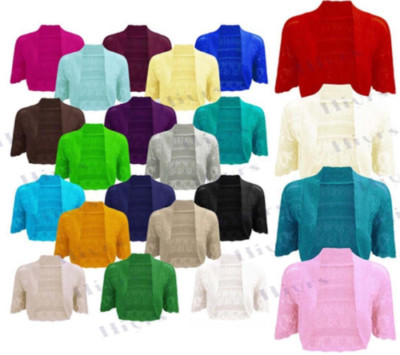 DAMEN FRAUEN MÄDCHEN GEHÄKELT ZUCKEN BOLERO STRICK CARDIGAN OBERTEIL IN UK-GRÖßEN 8 28