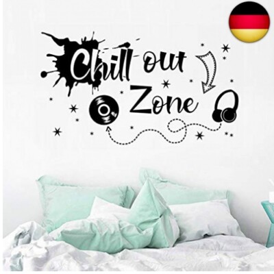 WandSticker4U - XXL Wandtattoo Jugendzimmer Spruch CHILL OUT ZONE in Schwarz I 
