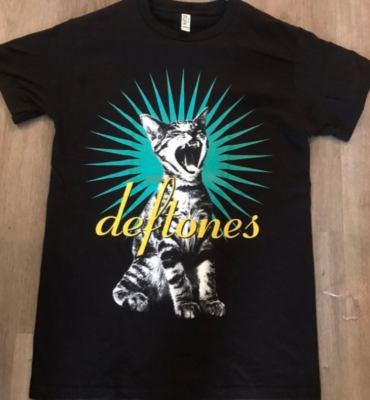 Deftones Adrenaline Screaming Cat Black Printed Graphic Tshirt (SM