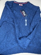 Tommy Hilfiger Women's Blue Knit Scoop Neck Sweatshirt Sz S Casual Preppy NWT