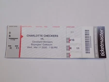 Charlotte Checkers Ticket Stub Cleveland Monsters AHL Hockey Last 2020 Game R 11