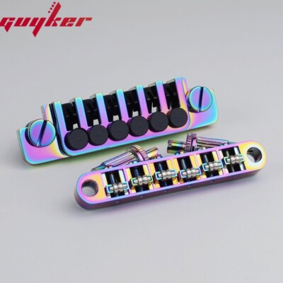 Guyker Tune-O-Matic Roller Saddle Guitar Bridge +Vintage Tailpiece Chameleon