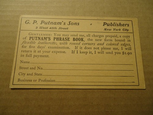 Ad postcard G. P. Putnam's Sons Publishers Phrase Book order card NY circa 1930s - Picture 2 of 2