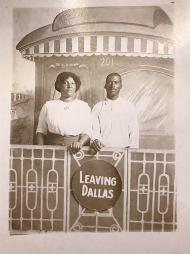 Antique RPPC Real Photo Postcard ~ Black African American Couple Leaving Dallas - Picture 2 of 6