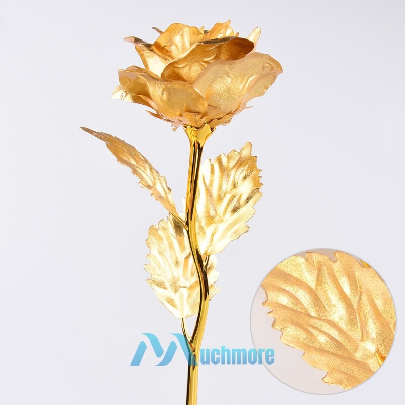 Rosa Vera Oro Rosa 24K – Stelo 30,5 Cm – Confezione Regalo Rossa – Fiore Eterno Di Lusso