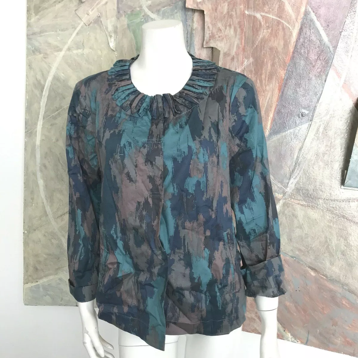 WinterSilks Winter Silks Silk Blend Blouse Top Blue Grey Shell Size Large |  eBay