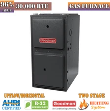 R32 Goodman Gas Furnace Upflow/Horizontal 96% AFUE 30000 BTU Two Stage