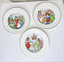 Three Victorian Children  s plates nursery rhymes Little Bo Peep sweep cobwebs
