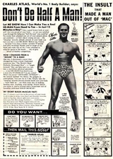 VINTAGE ADVERTISING DON'T BE HALF A MAN! CHARLES ATLAS WORLD #1 BODY BUILDER '73